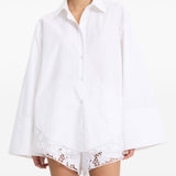 Camicia con orlo in pizzo bianco 