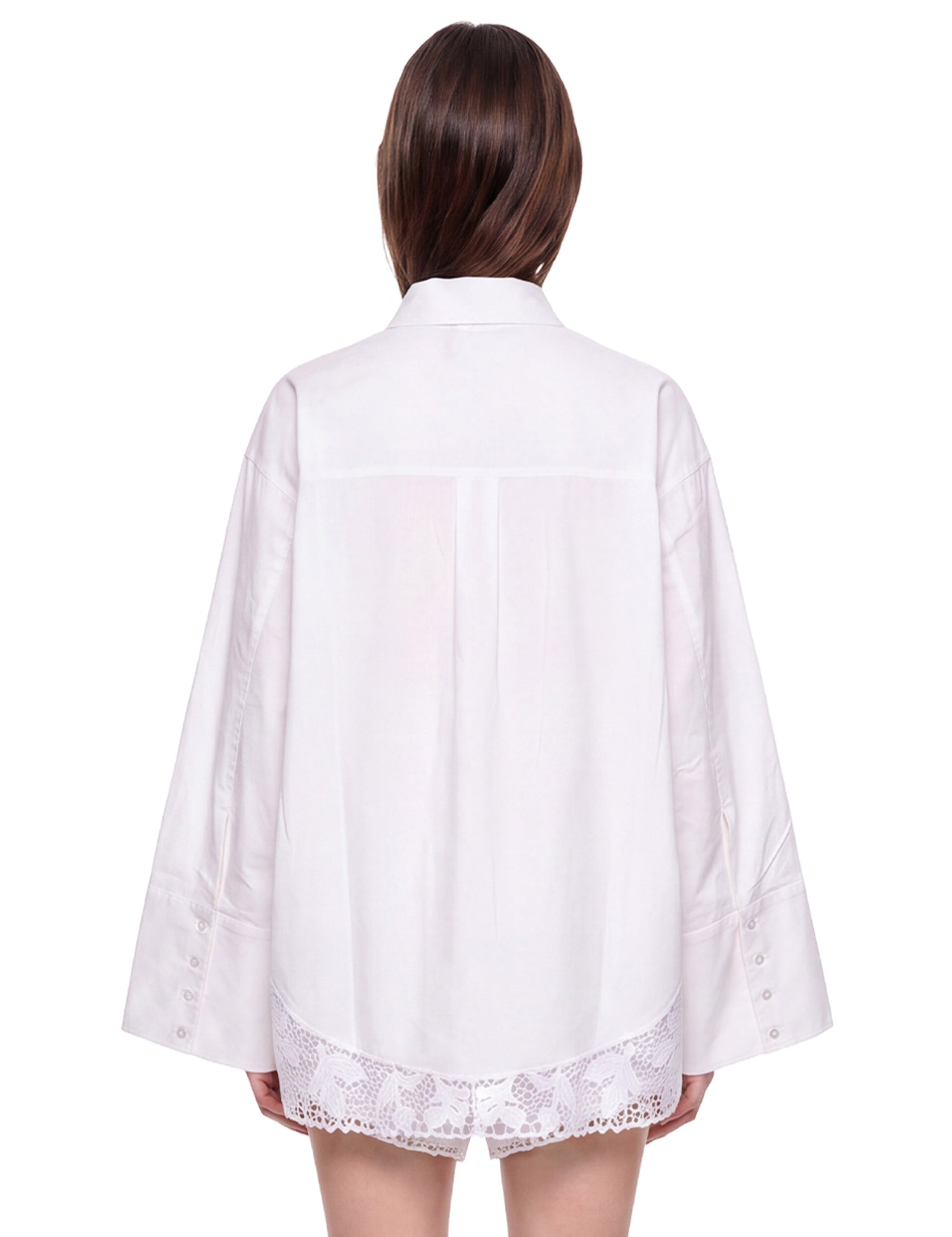 Camicia con orlo in pizzo bianco 