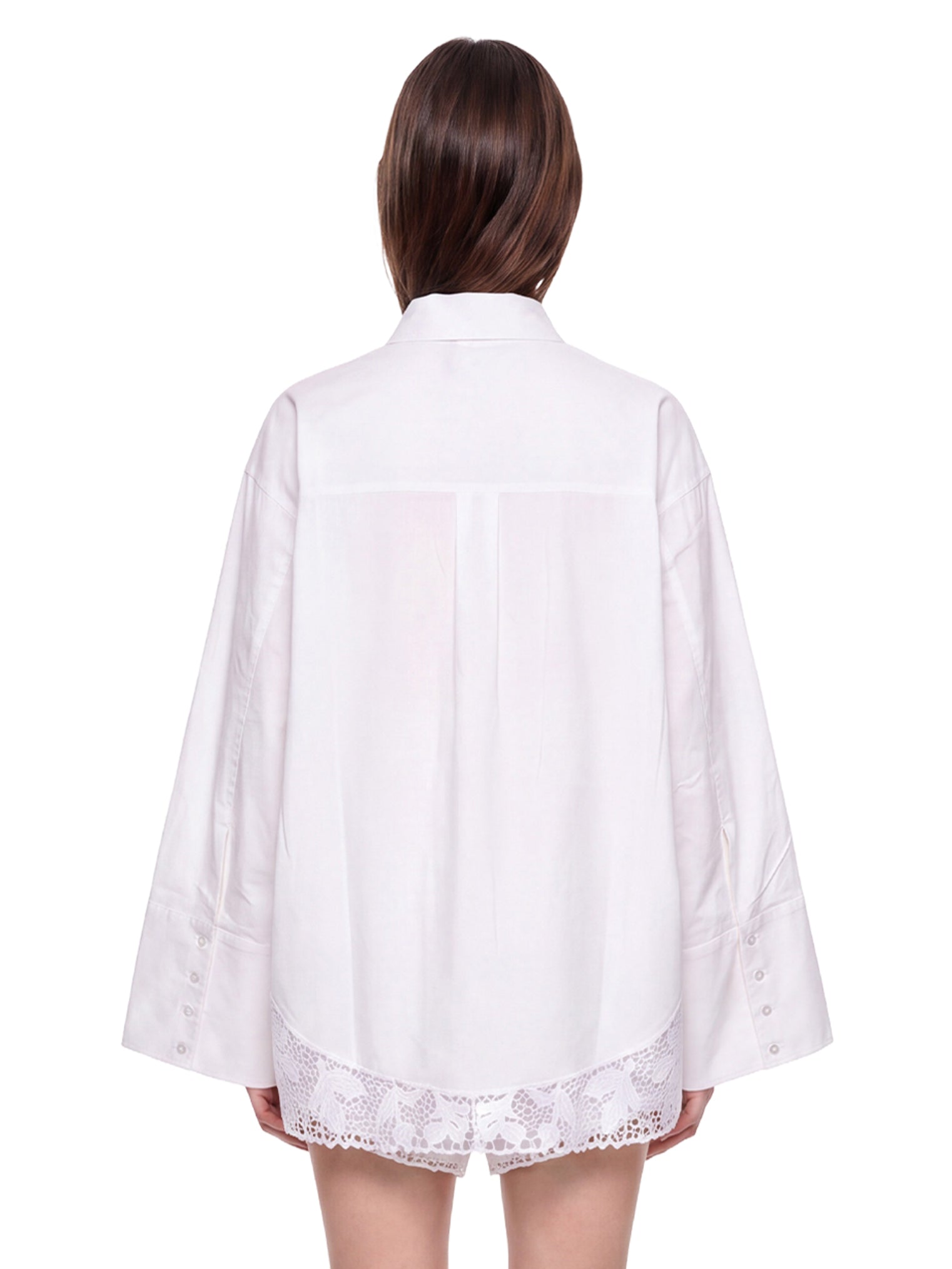 Camicia con orlo in pizzo bianco 