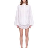 Camicia con orlo in pizzo bianco 
