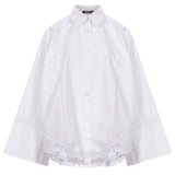 Camicia con orlo in pizzo bianco 