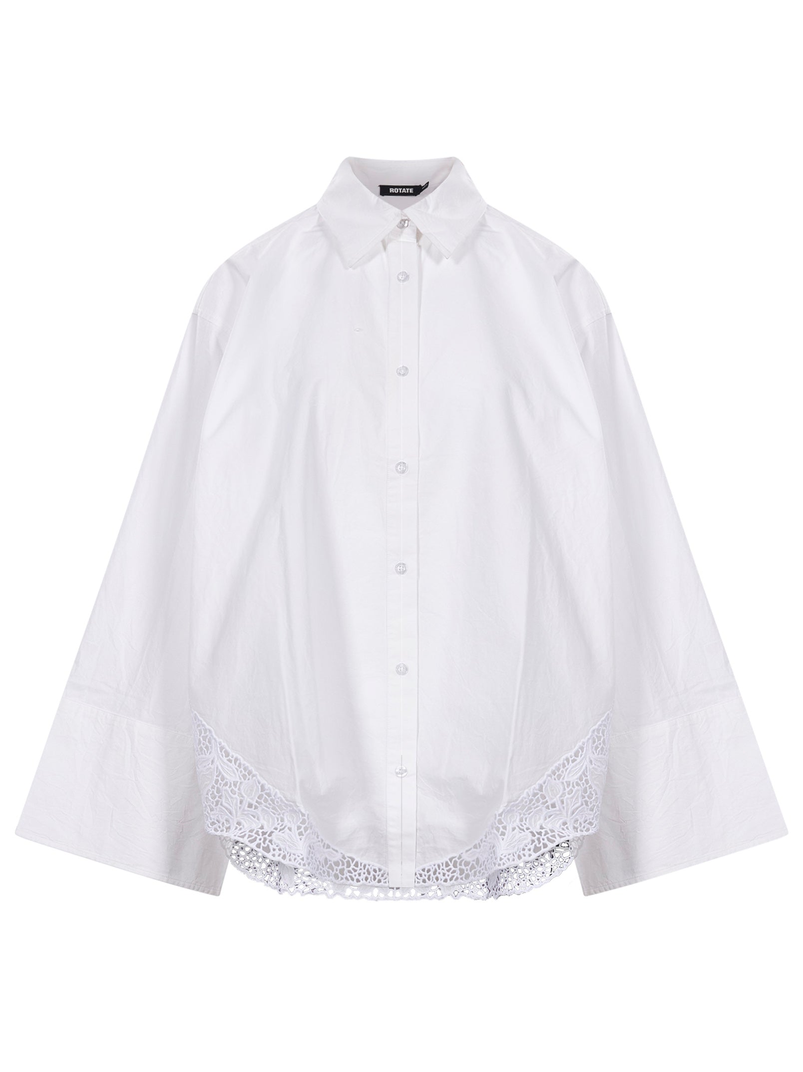 Camicia con orlo in pizzo bianco 