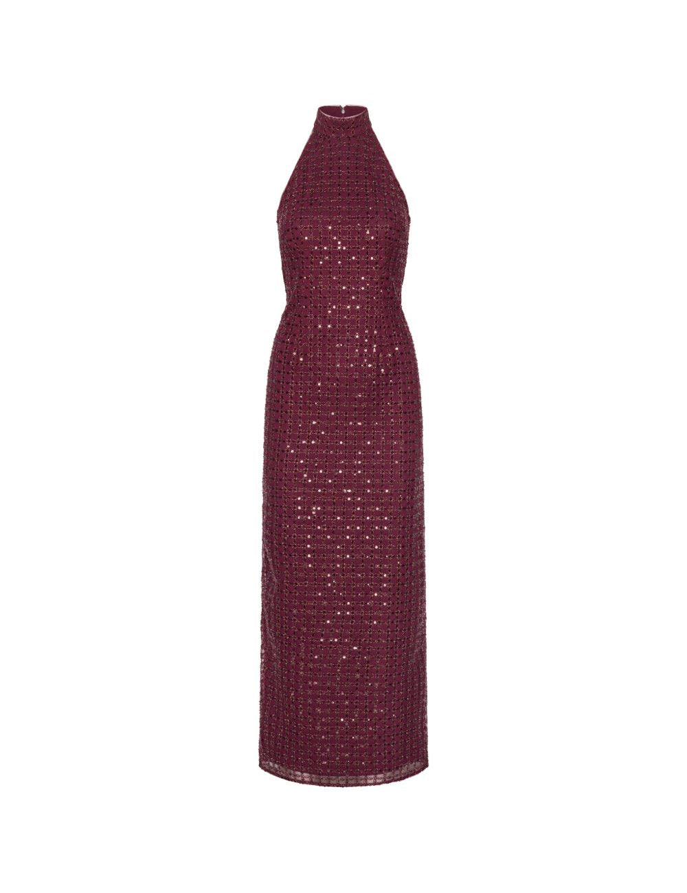 Abito lungo con paillettes in bordeaux 