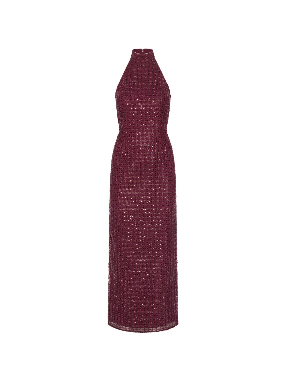 Abito lungo con paillettes in bordeaux 