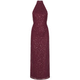 Abito lungo con paillettes in bordeaux 