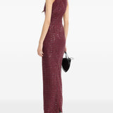 Abito lungo con paillettes in bordeaux 