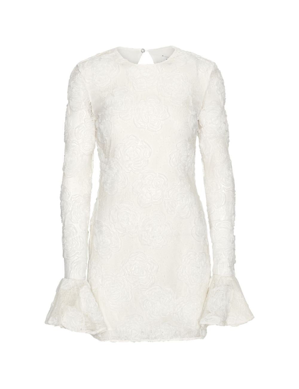 Abito mini in pizzo floreale in bianco 