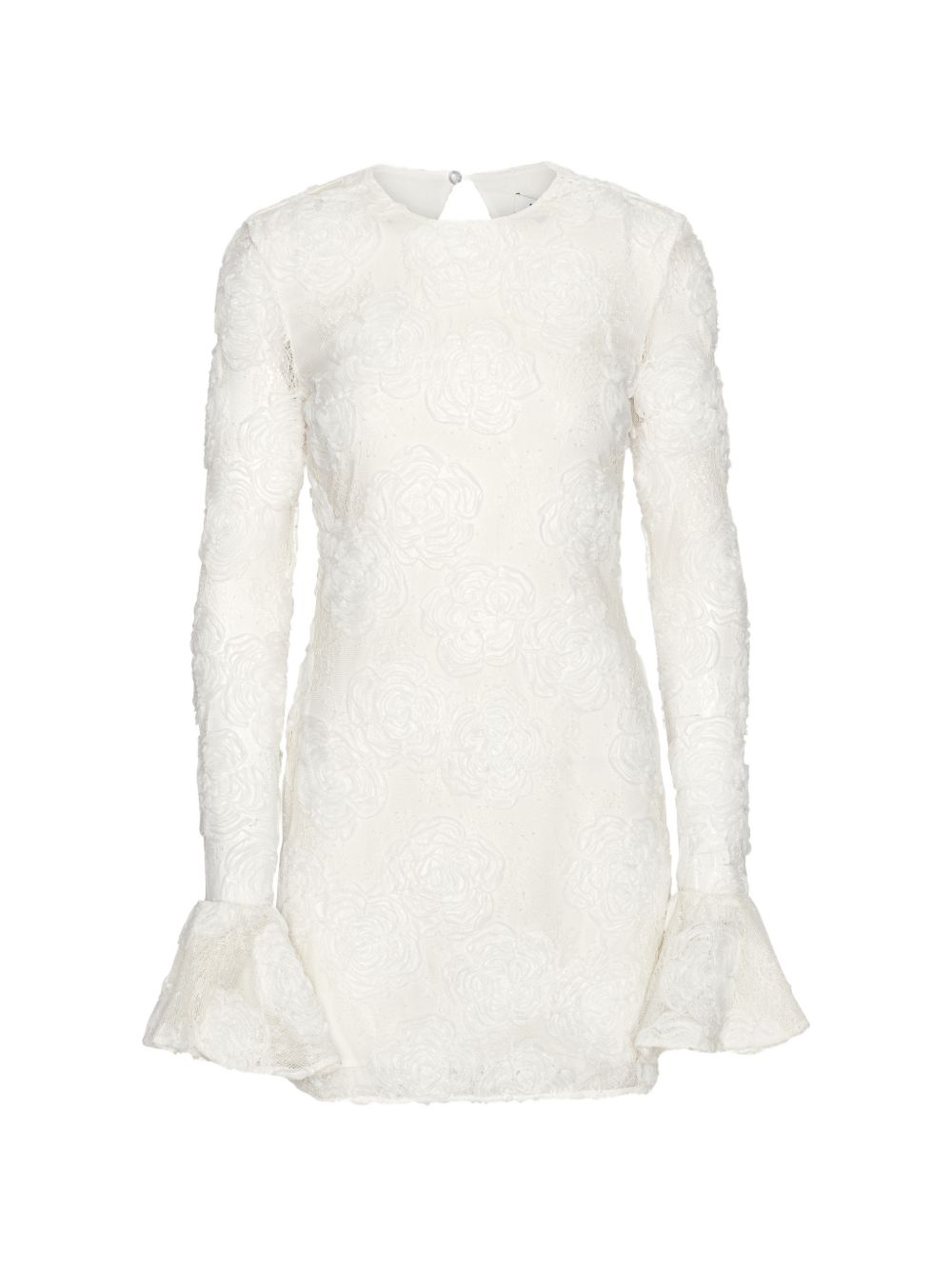 Abito mini in pizzo floreale in bianco 