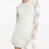 Abito mini in pizzo floreale in bianco 