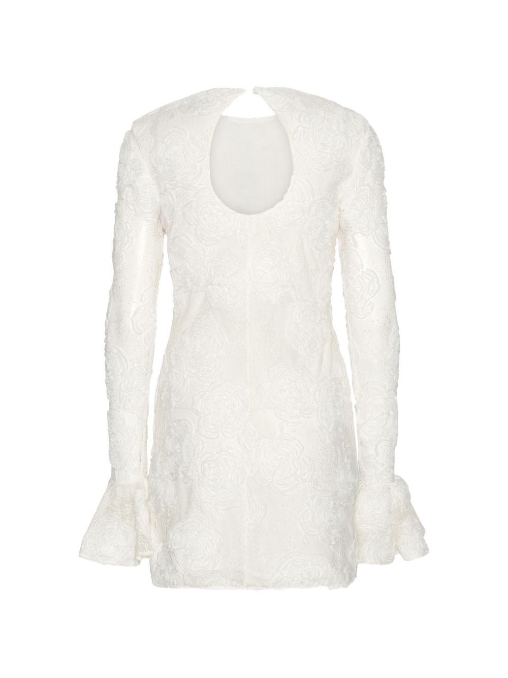 Abito mini in pizzo floreale in bianco 