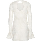 Abito mini in pizzo floreale in bianco 