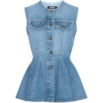 Gilet denim svasato in blu Rotate - donna 