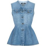 Gilet denim svasato in blu Rotate - donna 
