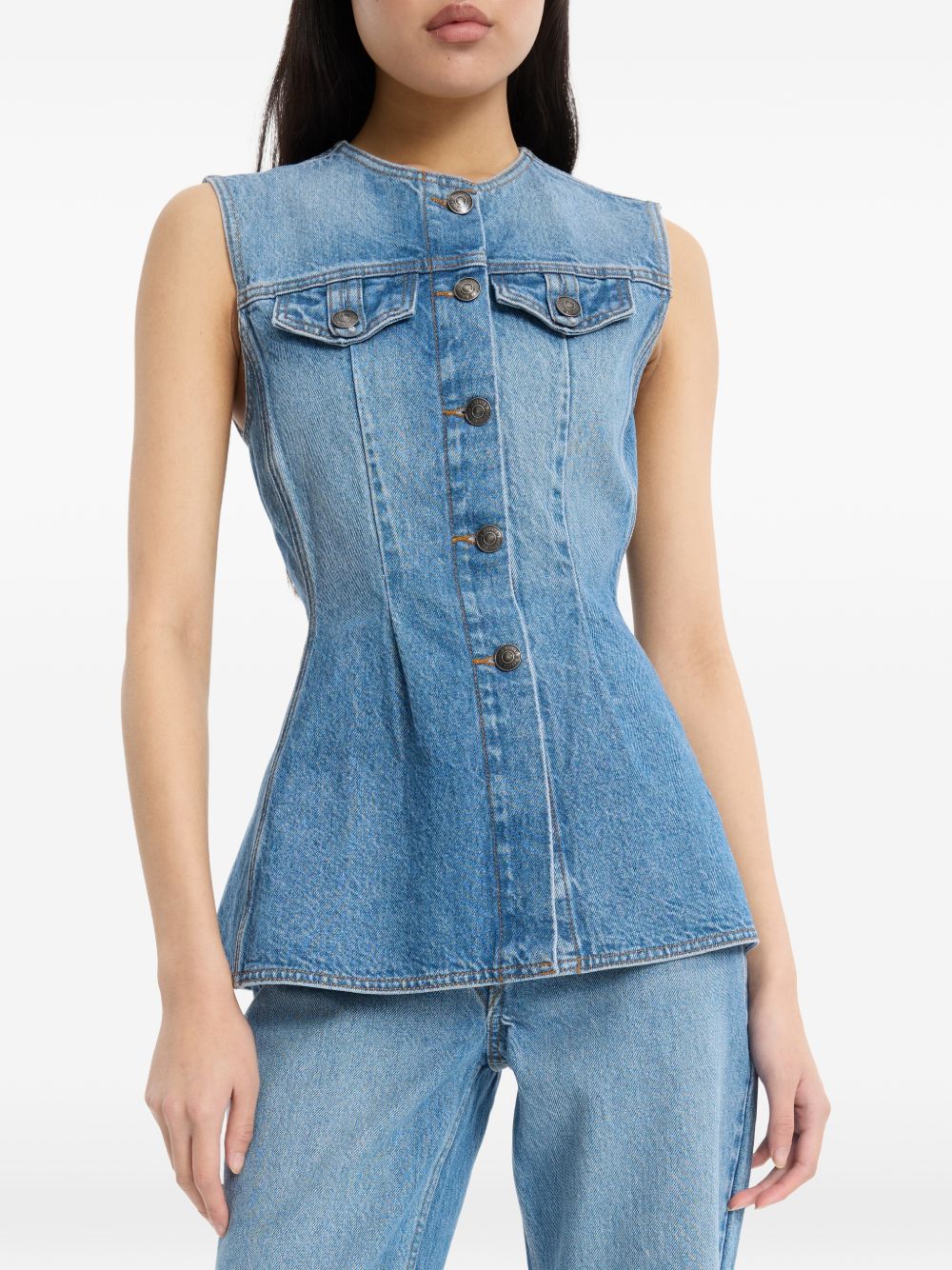 Gilet denim svasato in blu Rotate - donna 