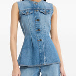 Gilet denim svasato in blu Rotate - donna 