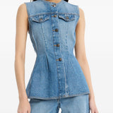 Gilet denim svasato in blu Rotate - donna 
