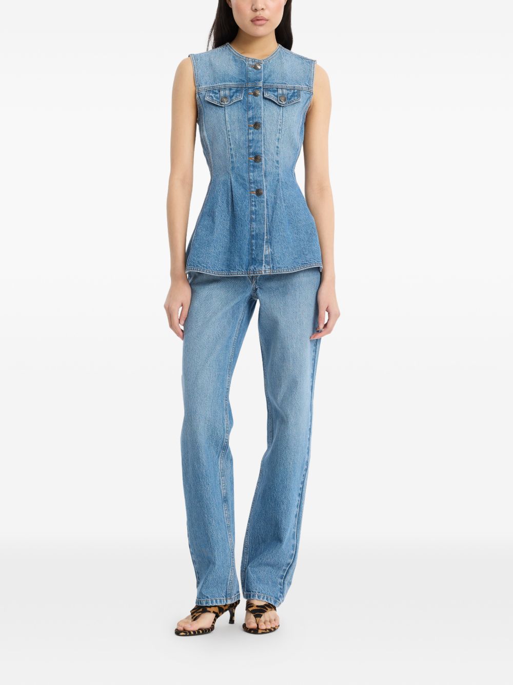 Gilet denim svasato in blu Rotate - donna 