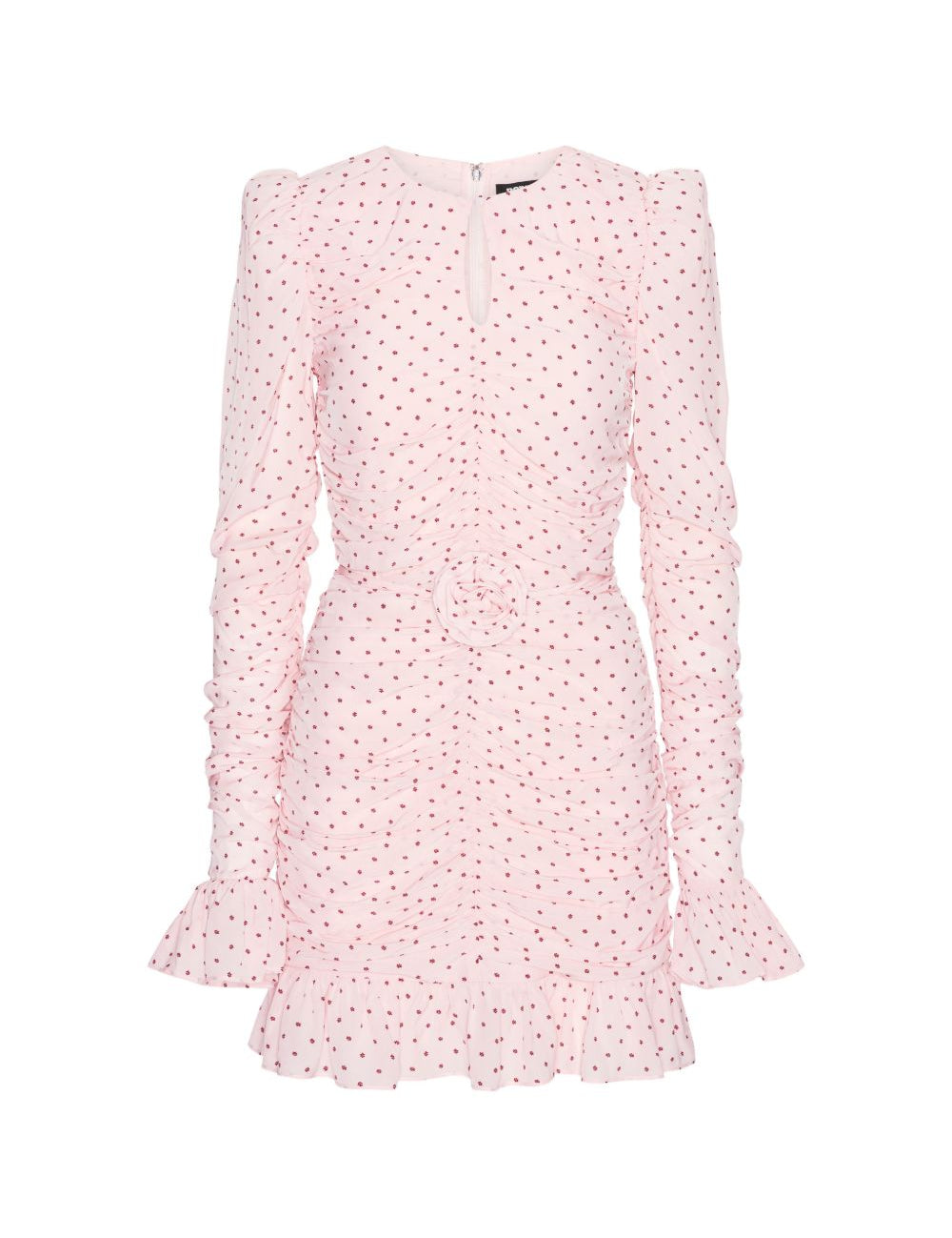 Abito con ruches a pois in rosa 