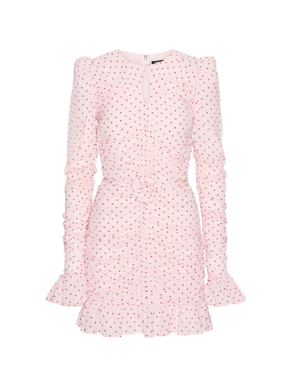 Abito con ruches a pois in rosa 