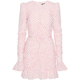 Abito con ruches a pois in rosa 