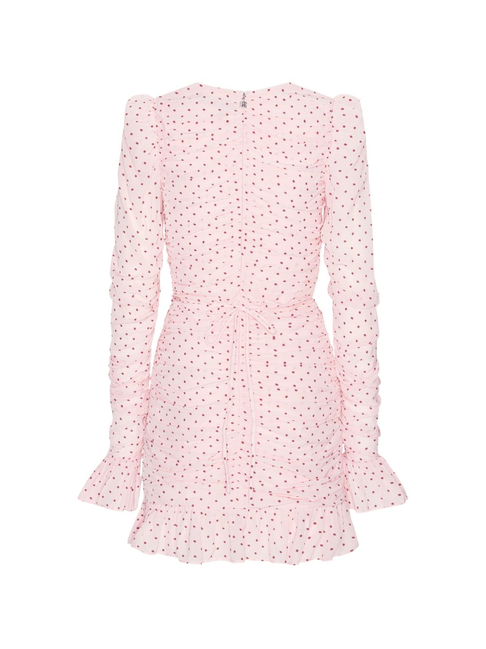 Abito con ruches a pois in rosa 