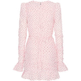 Abito con ruches a pois in rosa 
