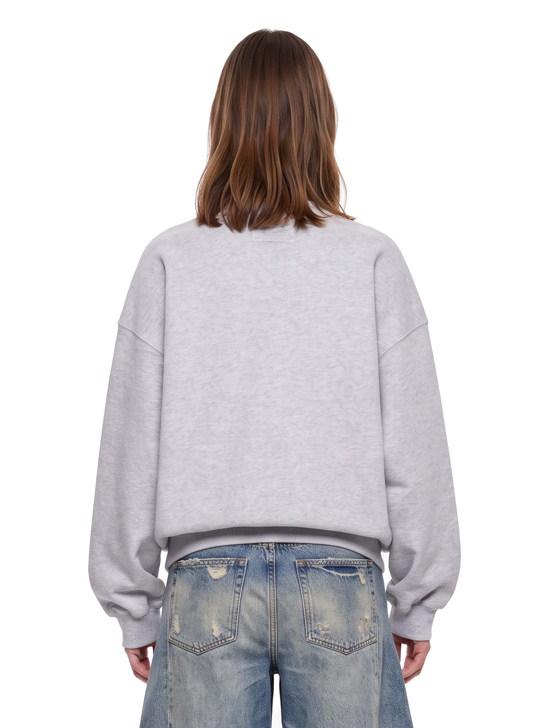 Felpa con logo ricamato in grigio 