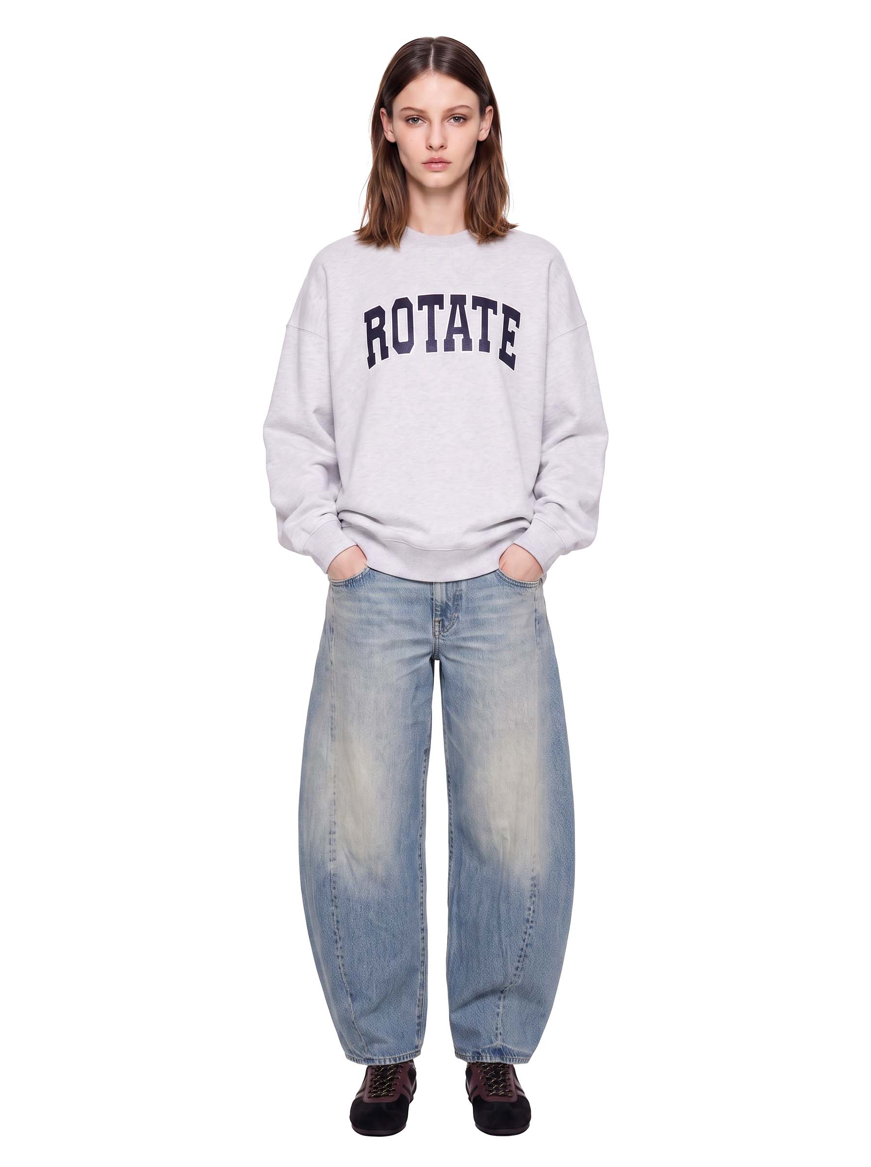 Felpa con logo ricamato in grigio 