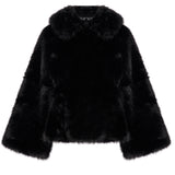 Giacca svasata in eco pelliccia in nero 