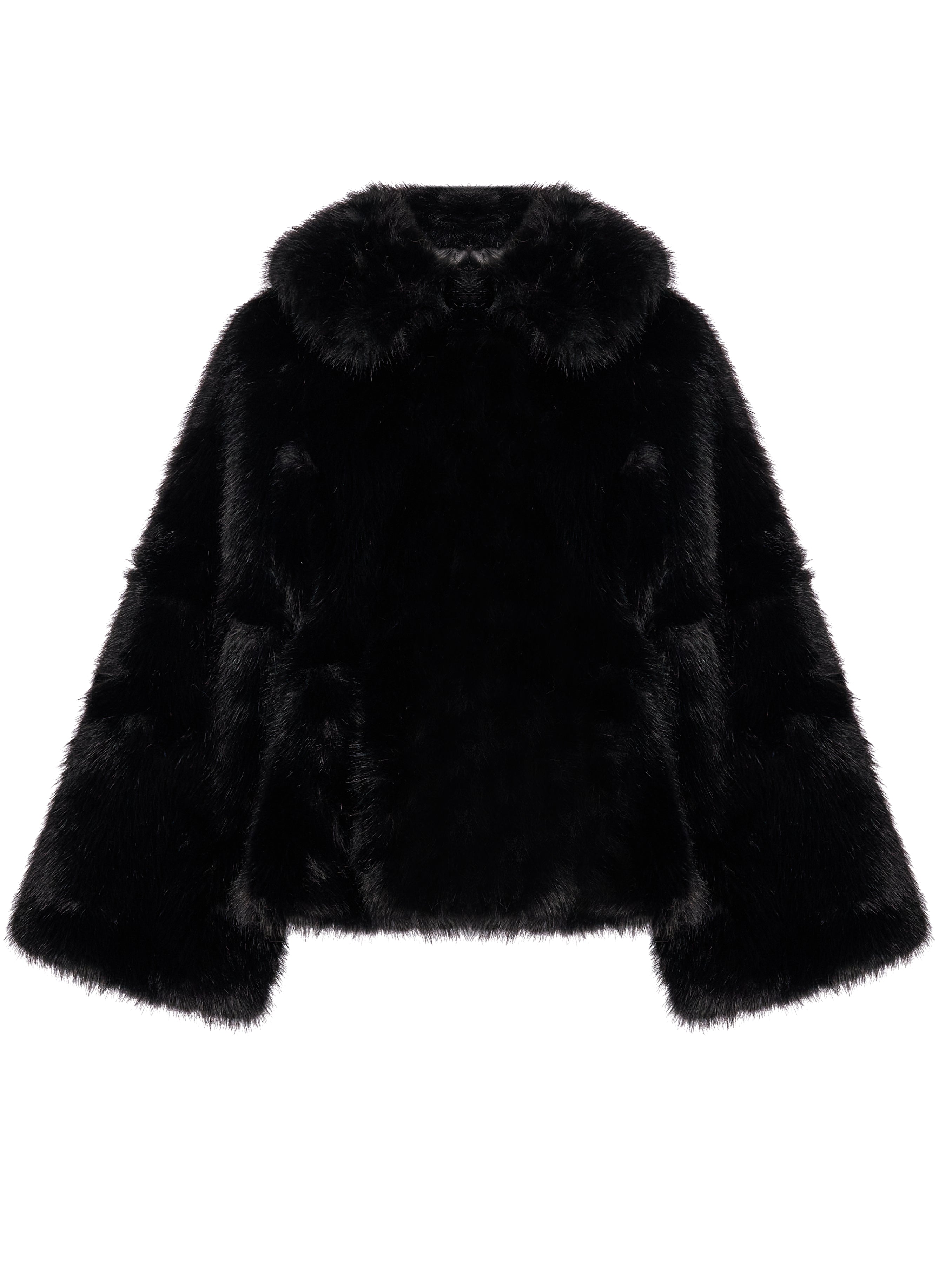 Giacca svasata in eco pelliccia in nero 