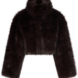 Giacca corta eco pelliccia in marrone 