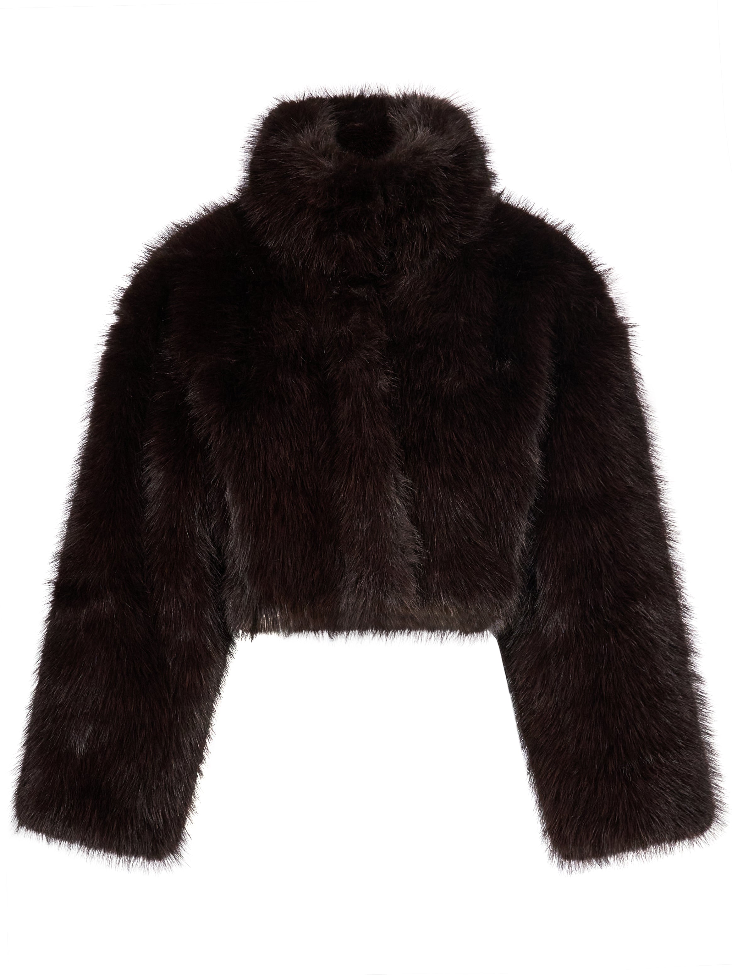Giacca corta eco pelliccia in marrone 