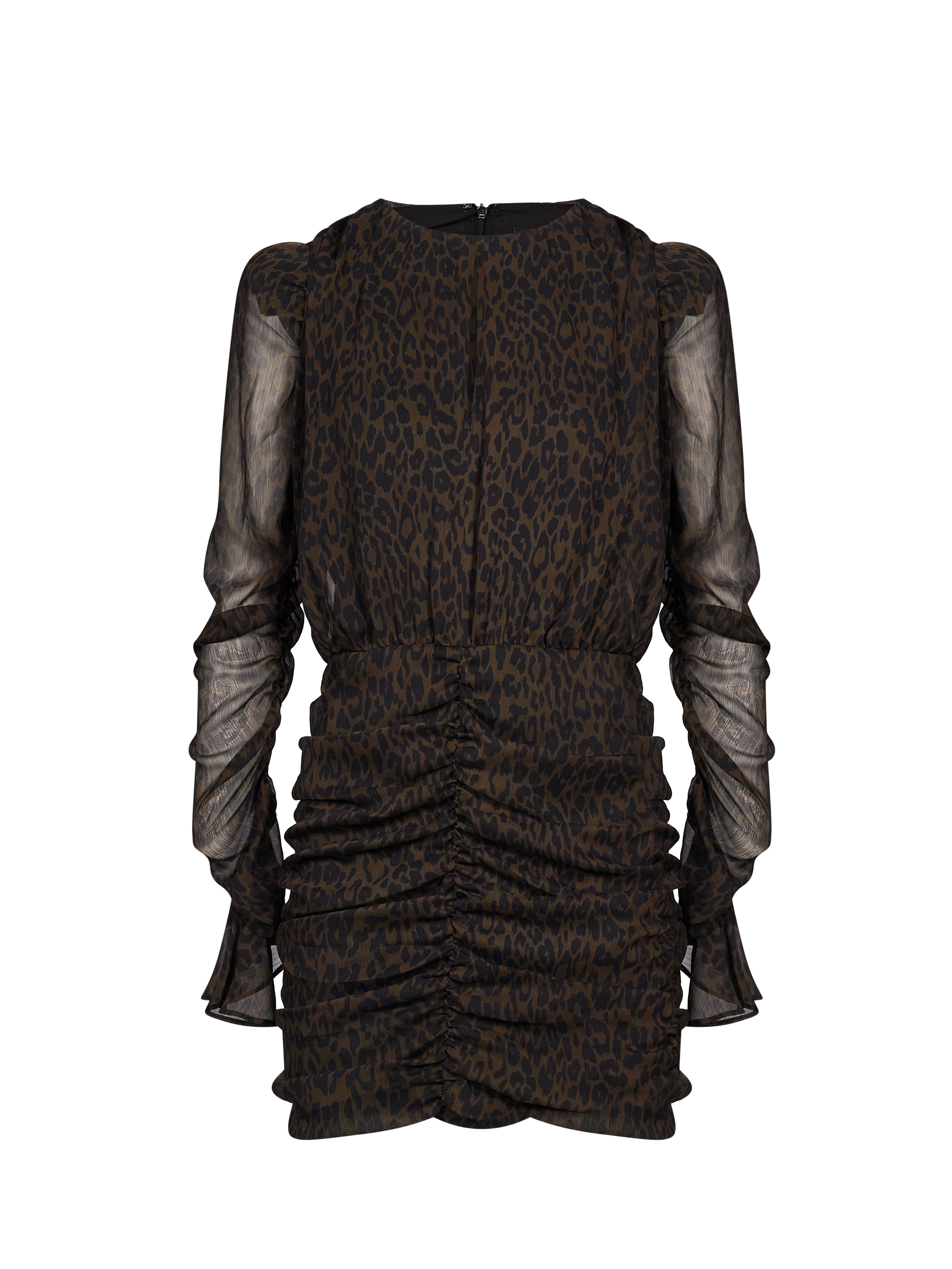 Abito mini arricciato animalier 