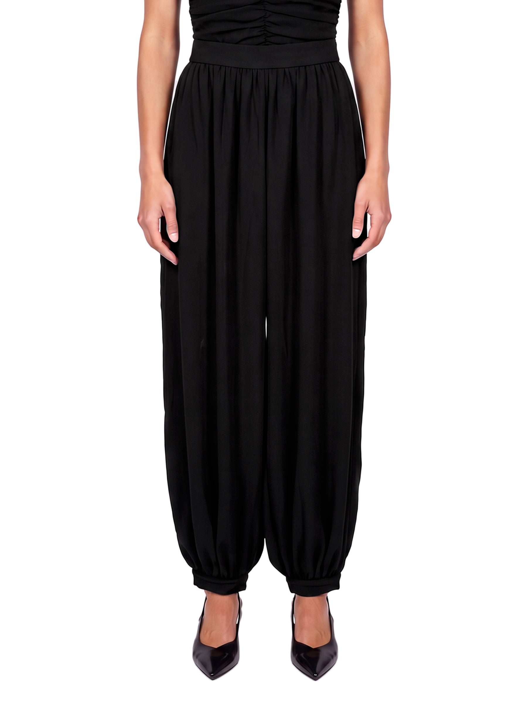 Pantalone a palloncino con pences in nero 