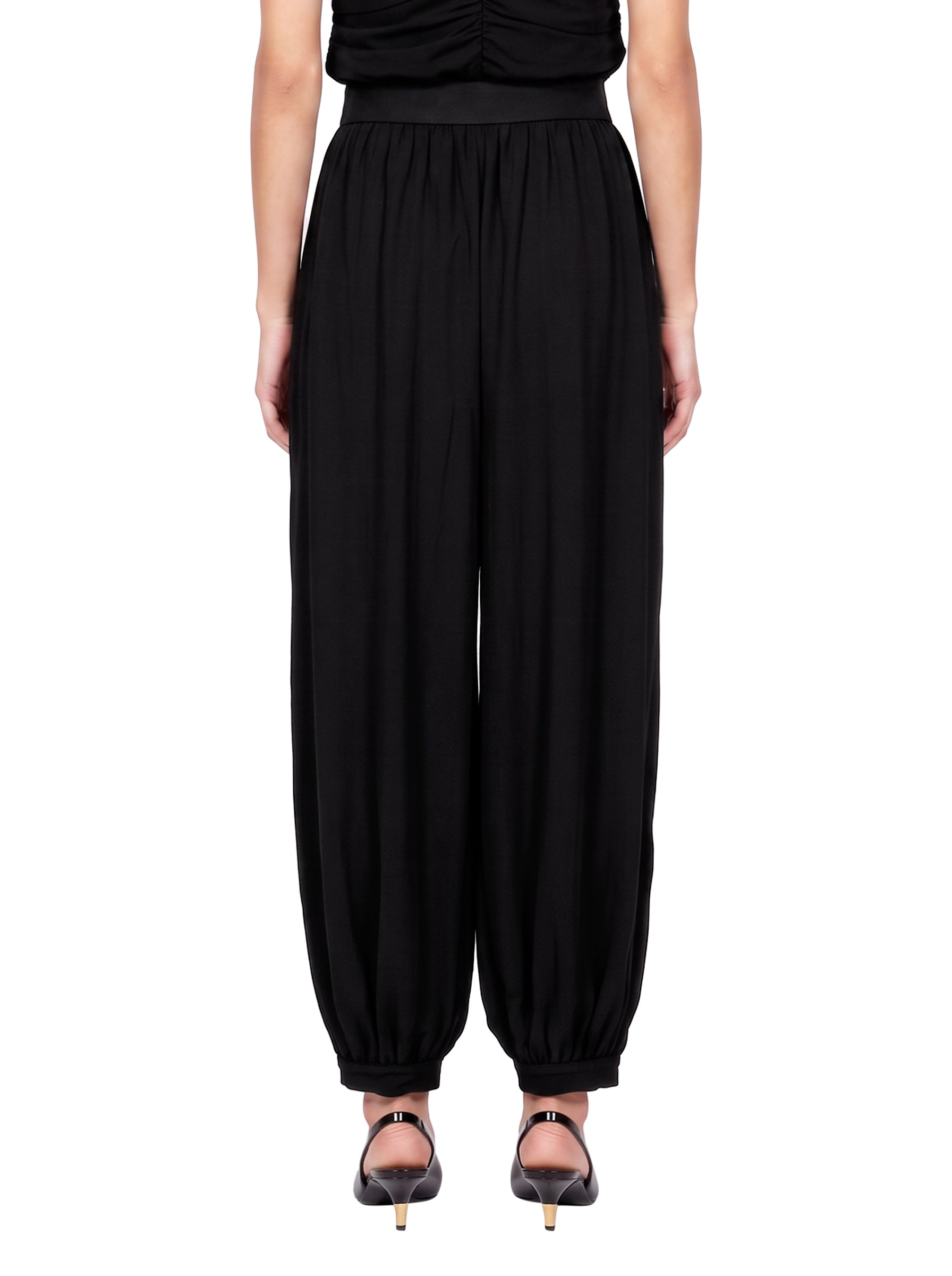 Pantalone a palloncino con pences in nero 