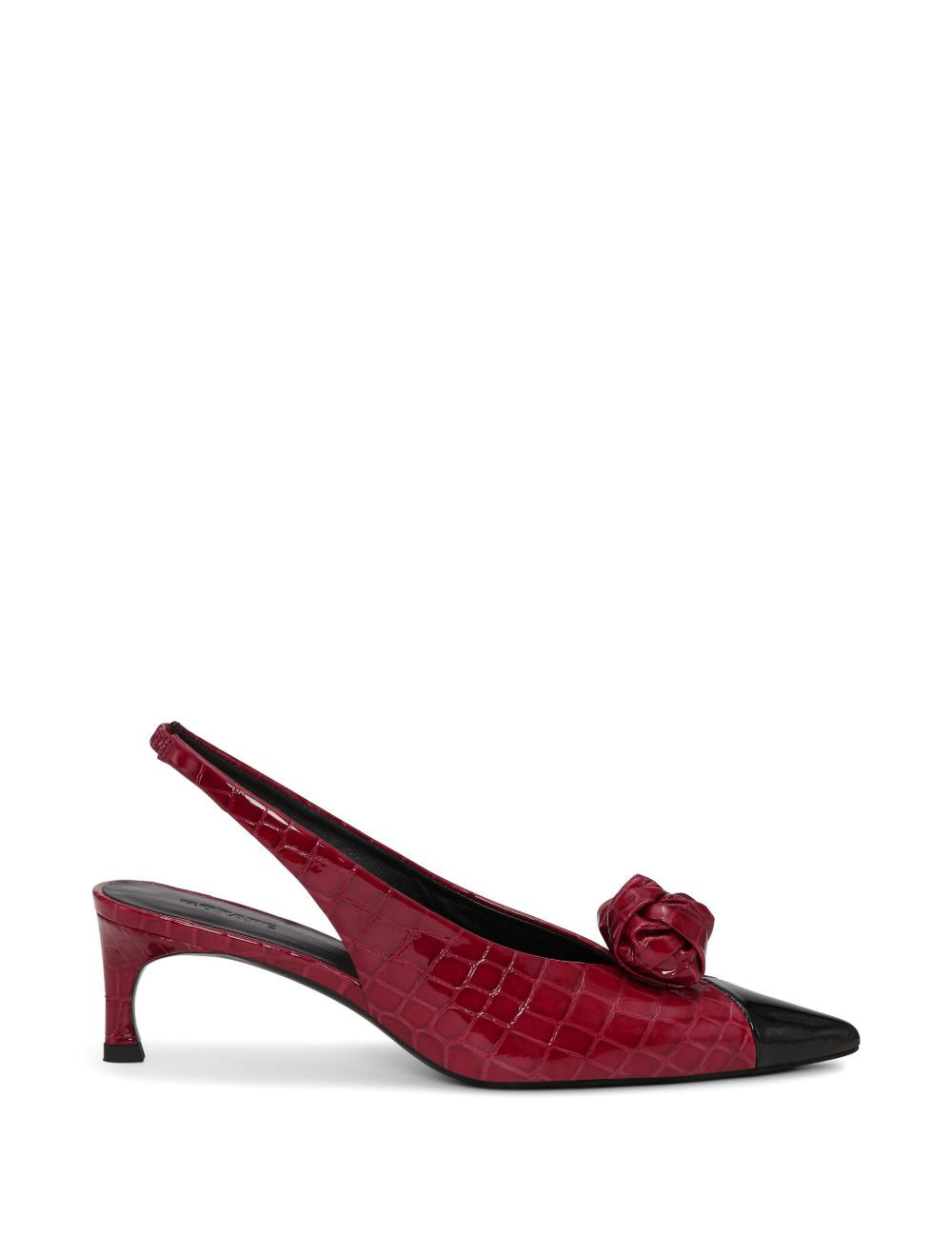 Sandali slingback con nodo in pelle rosso 