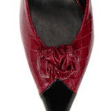 Sandali slingback con nodo in pelle rosso 