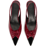 Sandali slingback con nodo in pelle rosso 