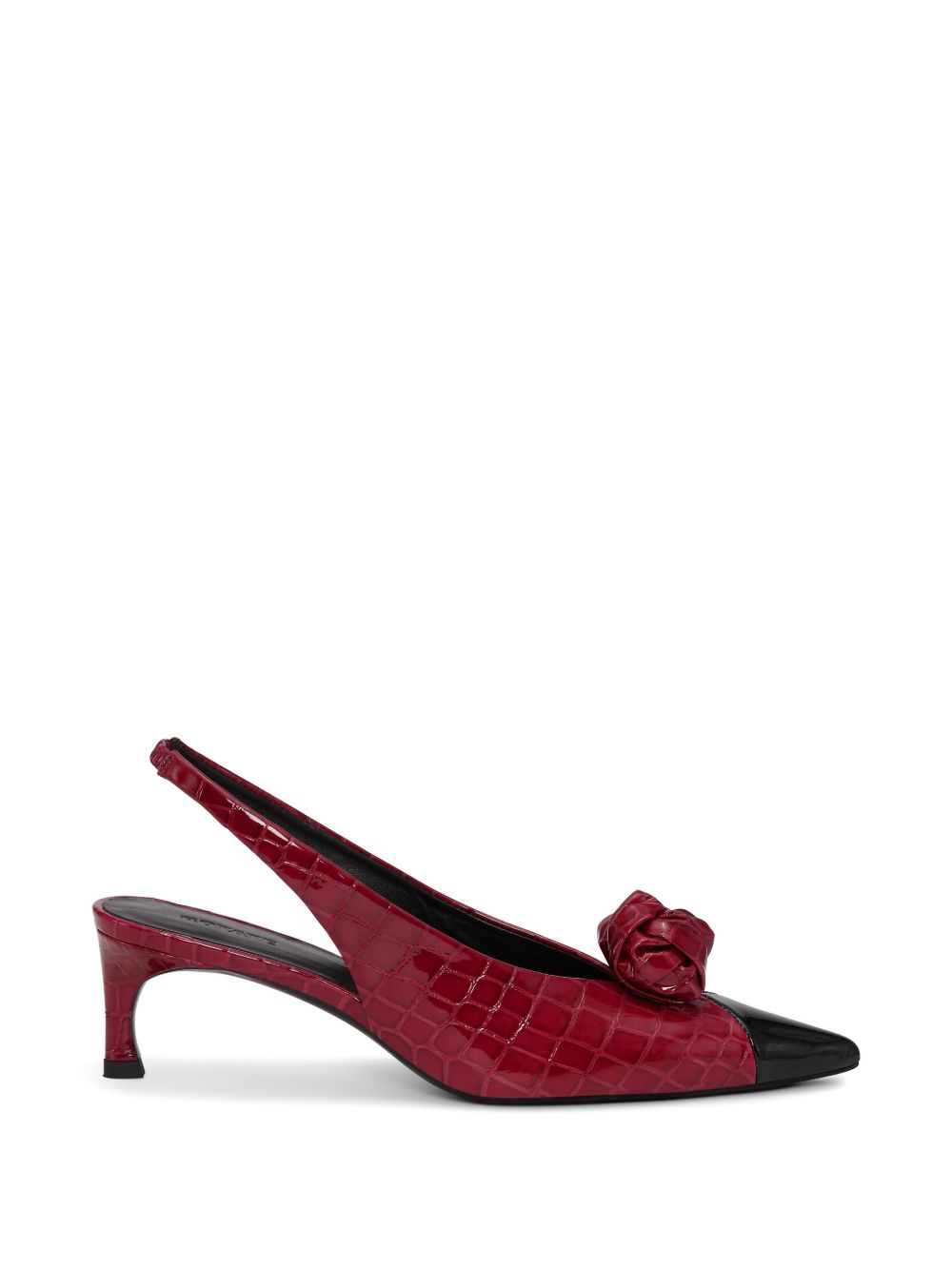Sandali slingback con nodo in pelle rosso 