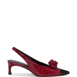 Sandali slingback con nodo in pelle rosso 