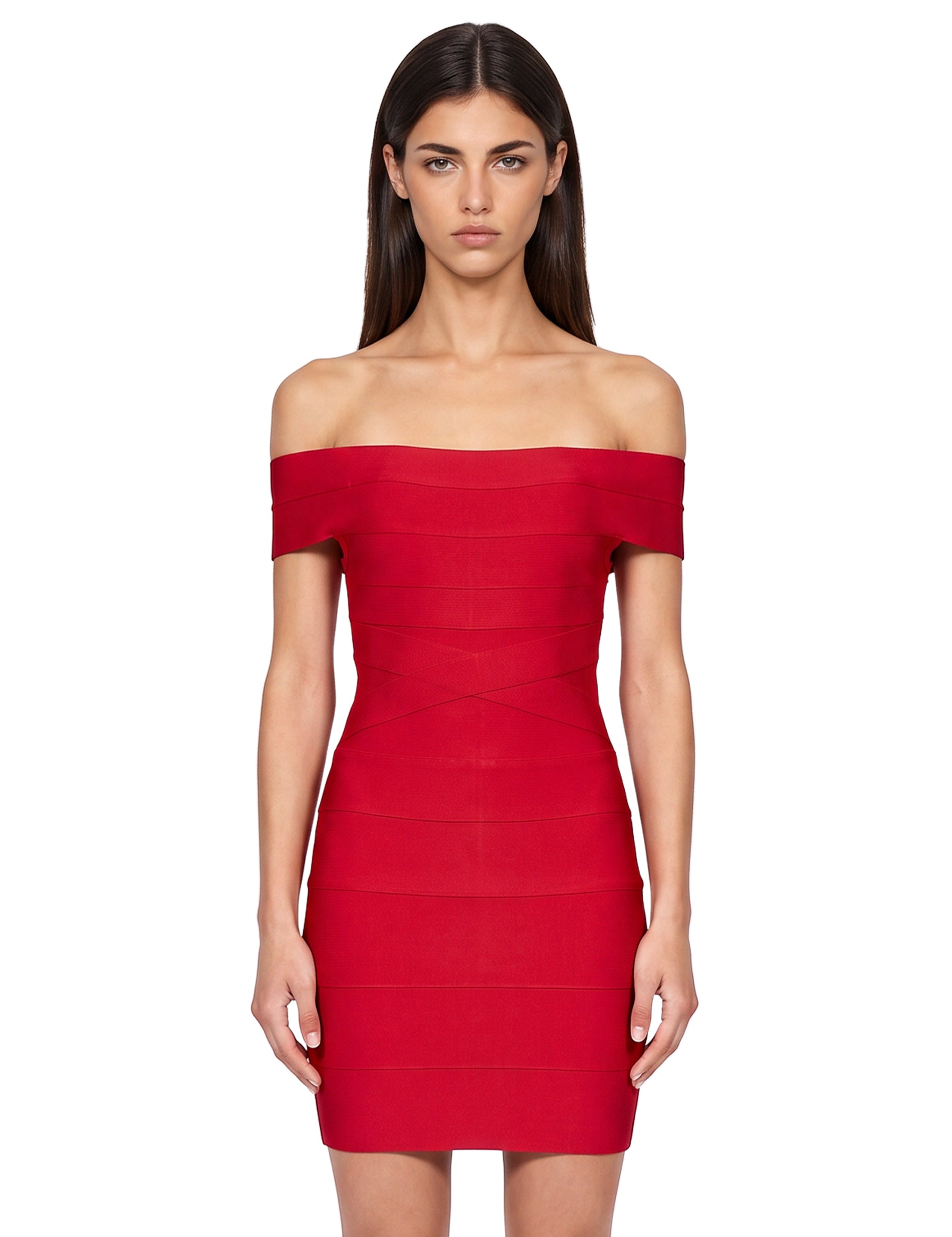 Abito mini in maglia in rosso 