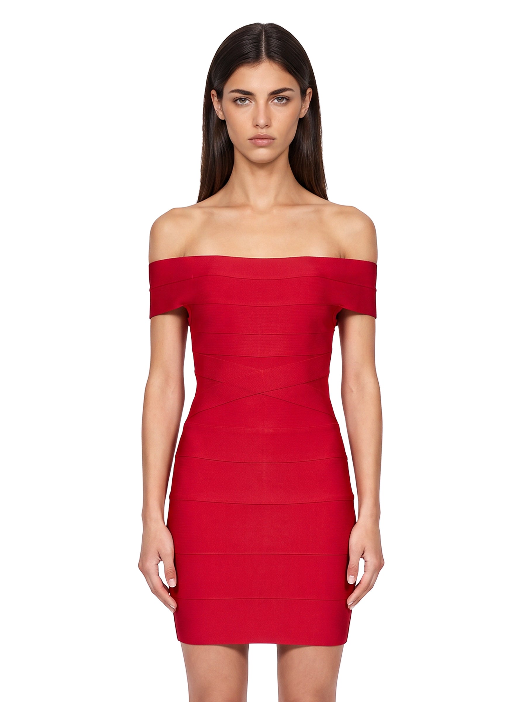 Abito mini in maglia in rosso 