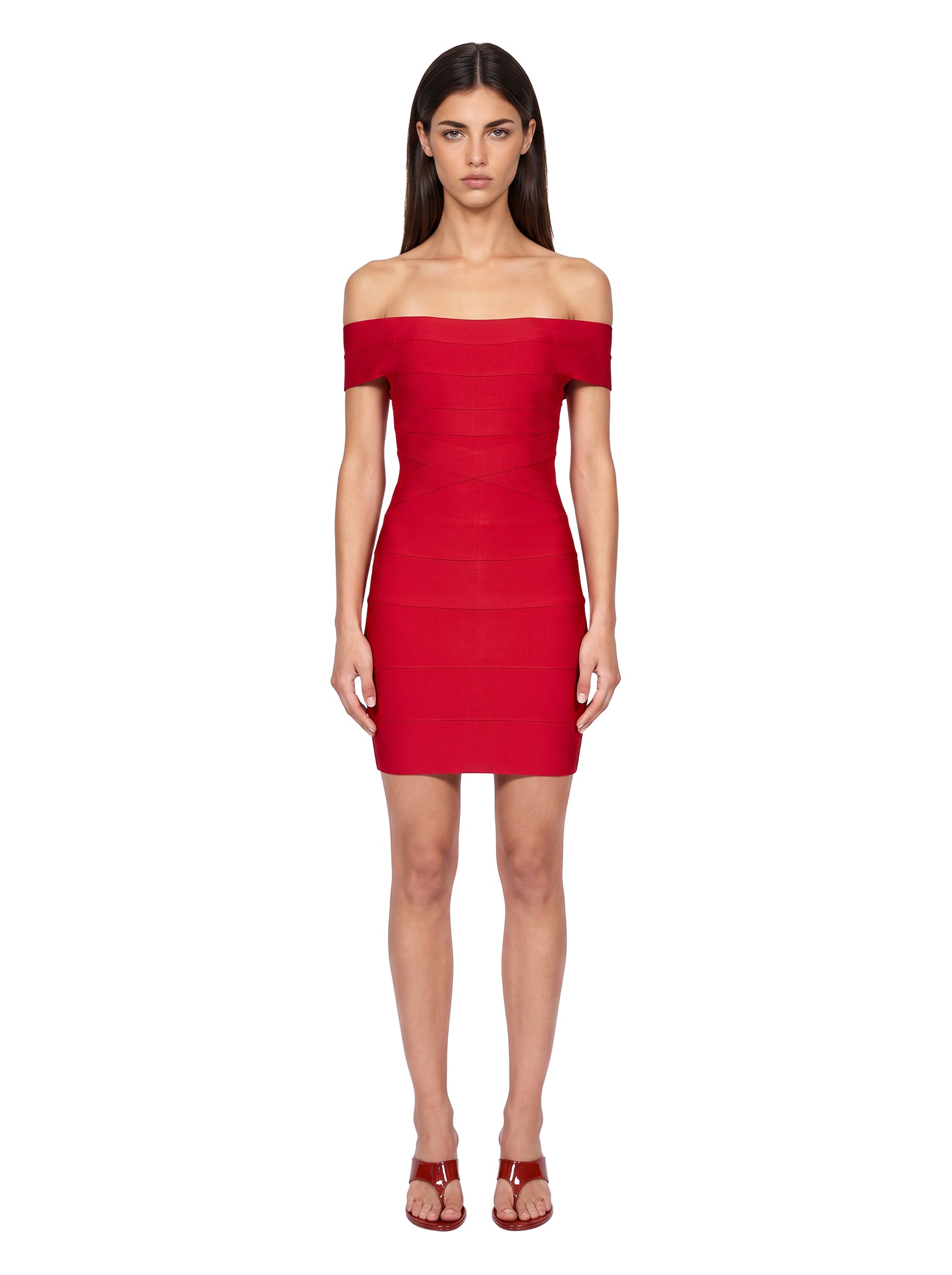 Abito mini in maglia in rosso 