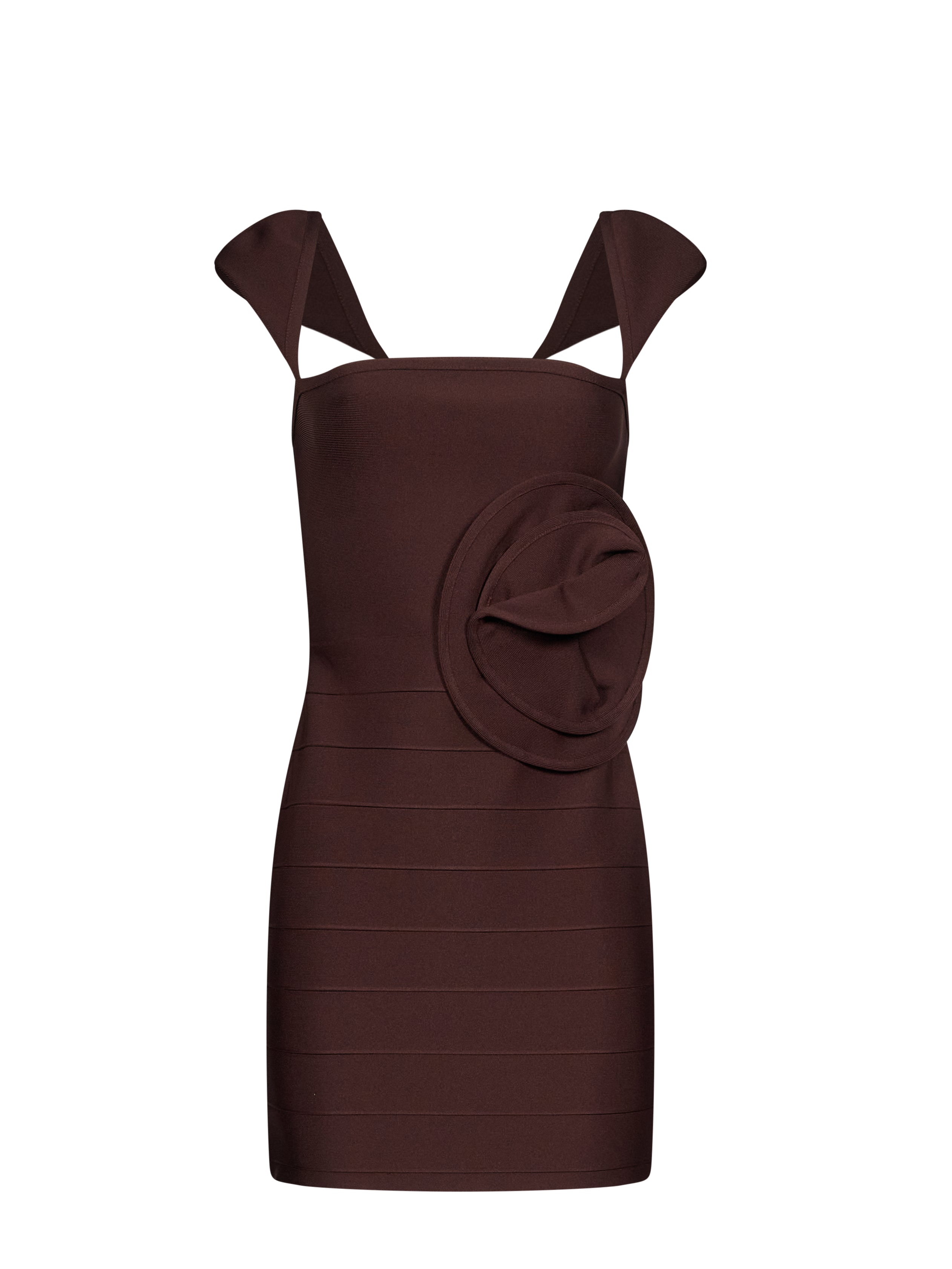 Abito mini con dettaglio floreale in marrone 