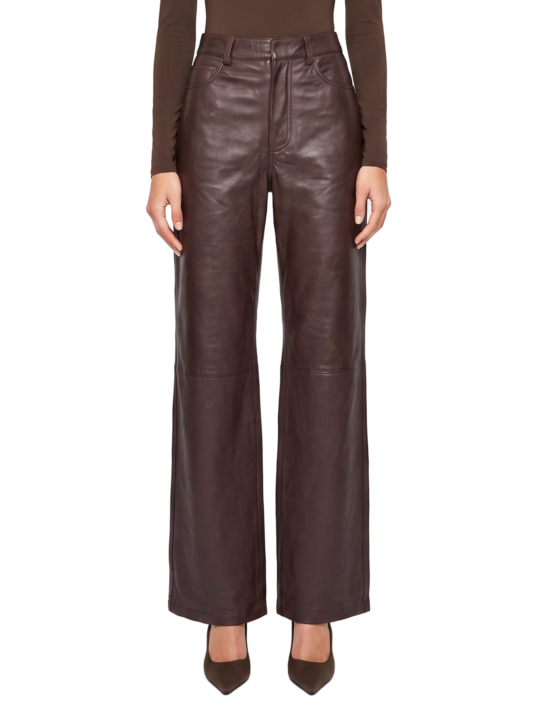 Pantaloni a gamba dritta in marrone 