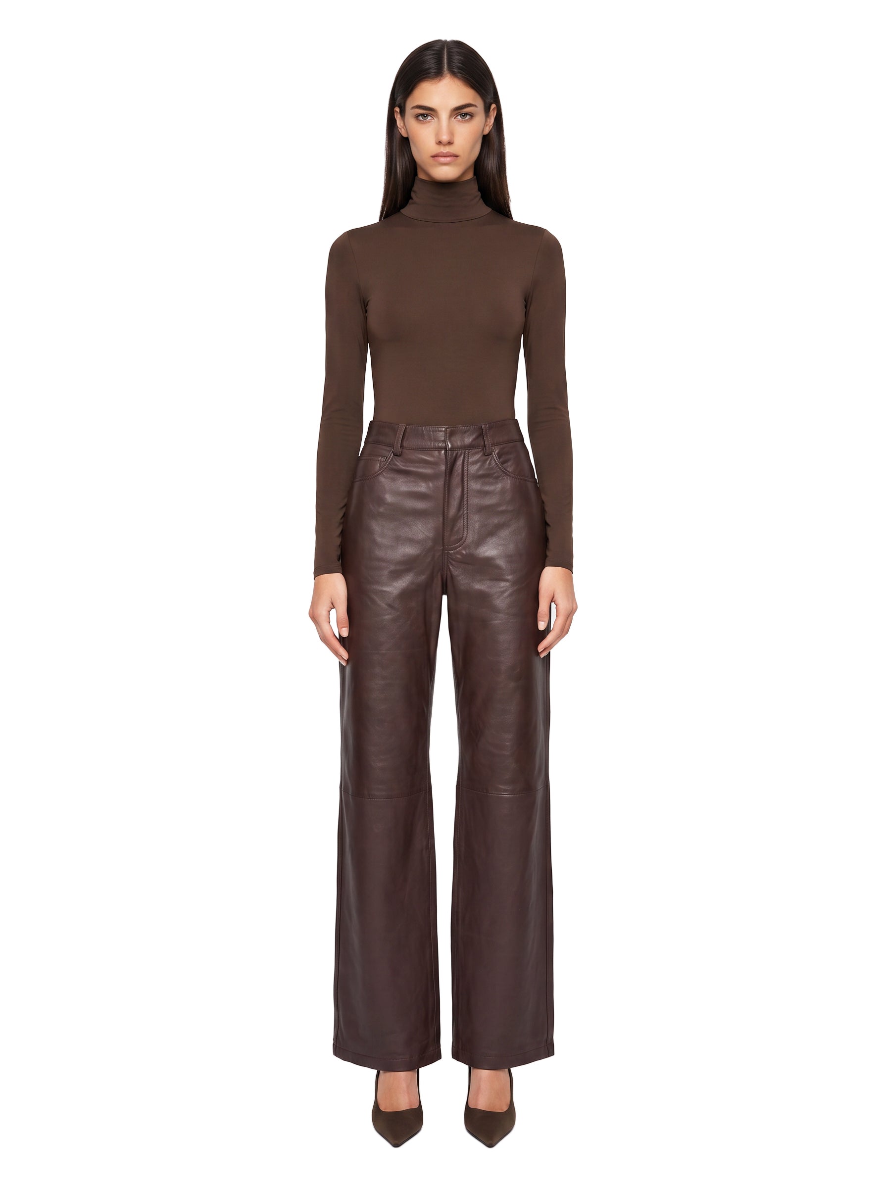 Pantaloni a gamba dritta in marrone 