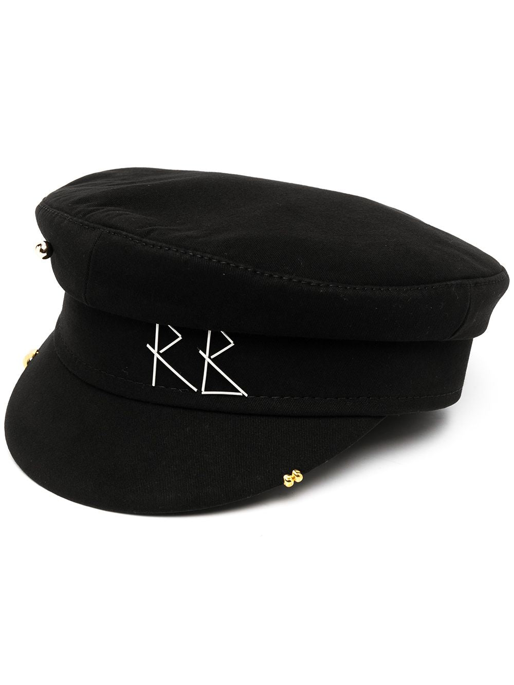 Cappello baker boy con logo in nero 