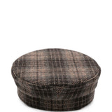 Cappello baker boy a quadri con logo in marrone 