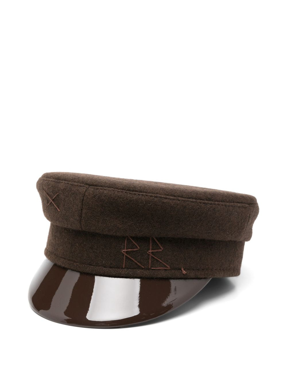 Cappello baker boy con tesa lucida in marrone 