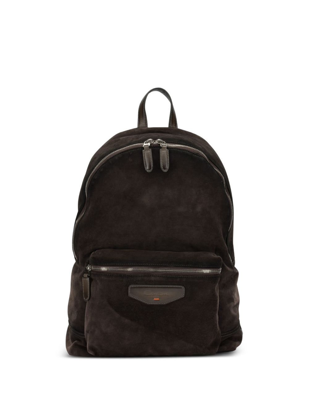 Zaino in pelle scamosciata con logo in marrone 